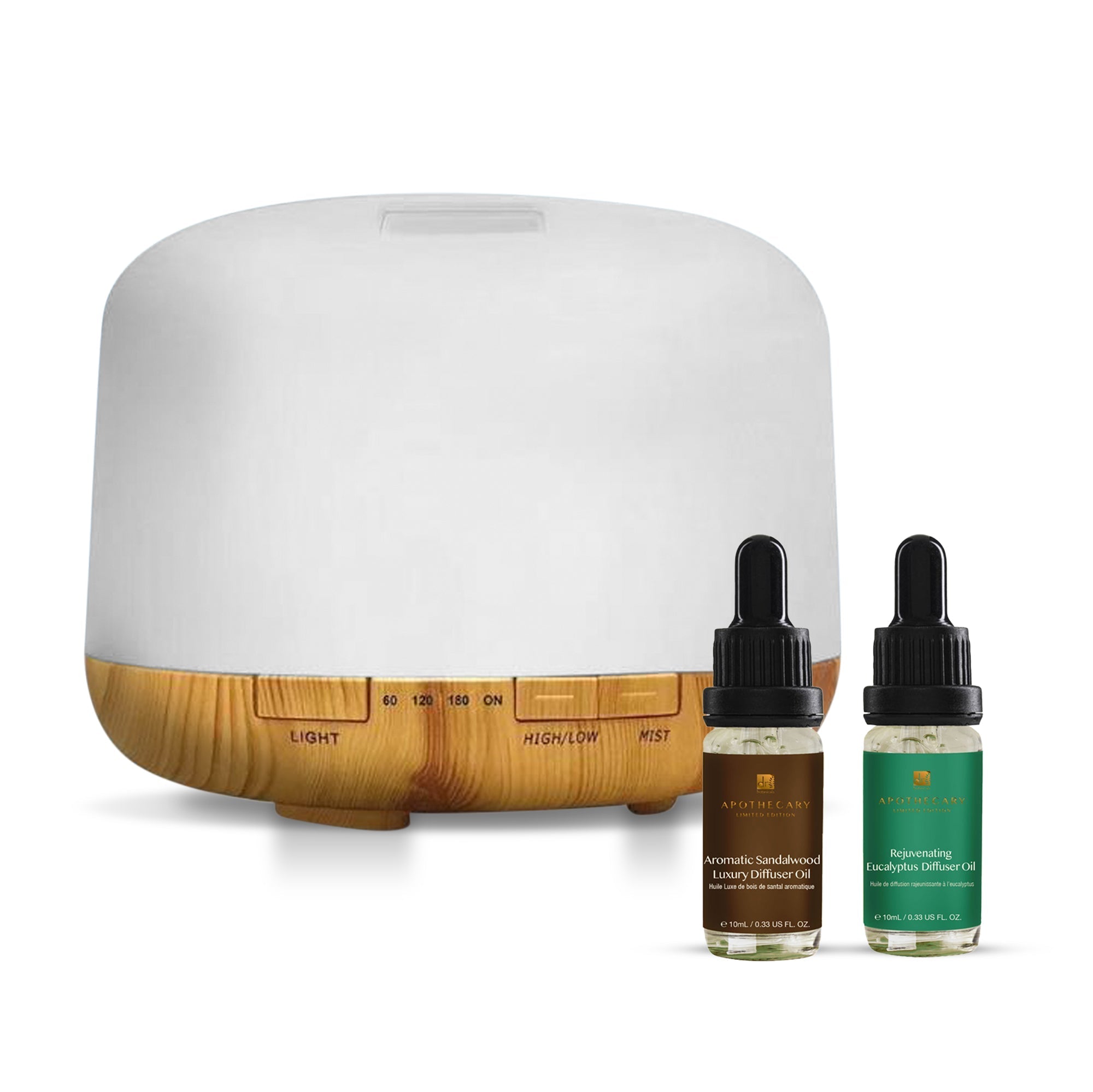 Dr Botanicals Premium 5 In 1 Aromatherapy Aromatic Sandalwood + Rejuvenating Eucalyptus Diffuser Kit