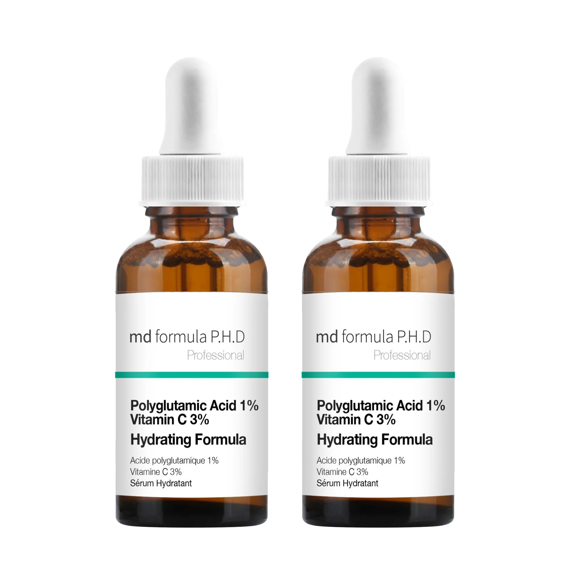 MD Formula Hydrating Serum Polyglutamic Acid 1%, Vitamin C 3% 30ml Twin Value Savings Pack - skinChemists