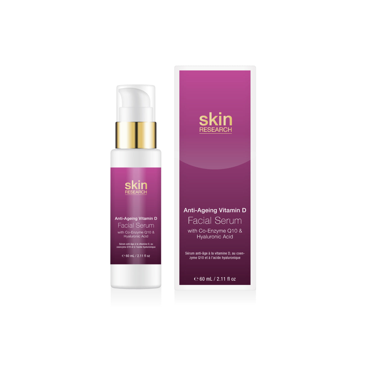 Skin Research Anti-Ageing Vitamin D with Co-Enzyme Q10 & Hyaluronic Acid Serum 60ml Twin Value Savings Pack - skinChemists