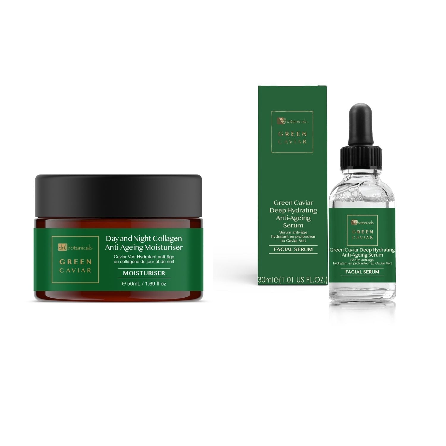 Dr Botanicals Green Caviar Anti-Ageing Moisturiser & Serum Kit