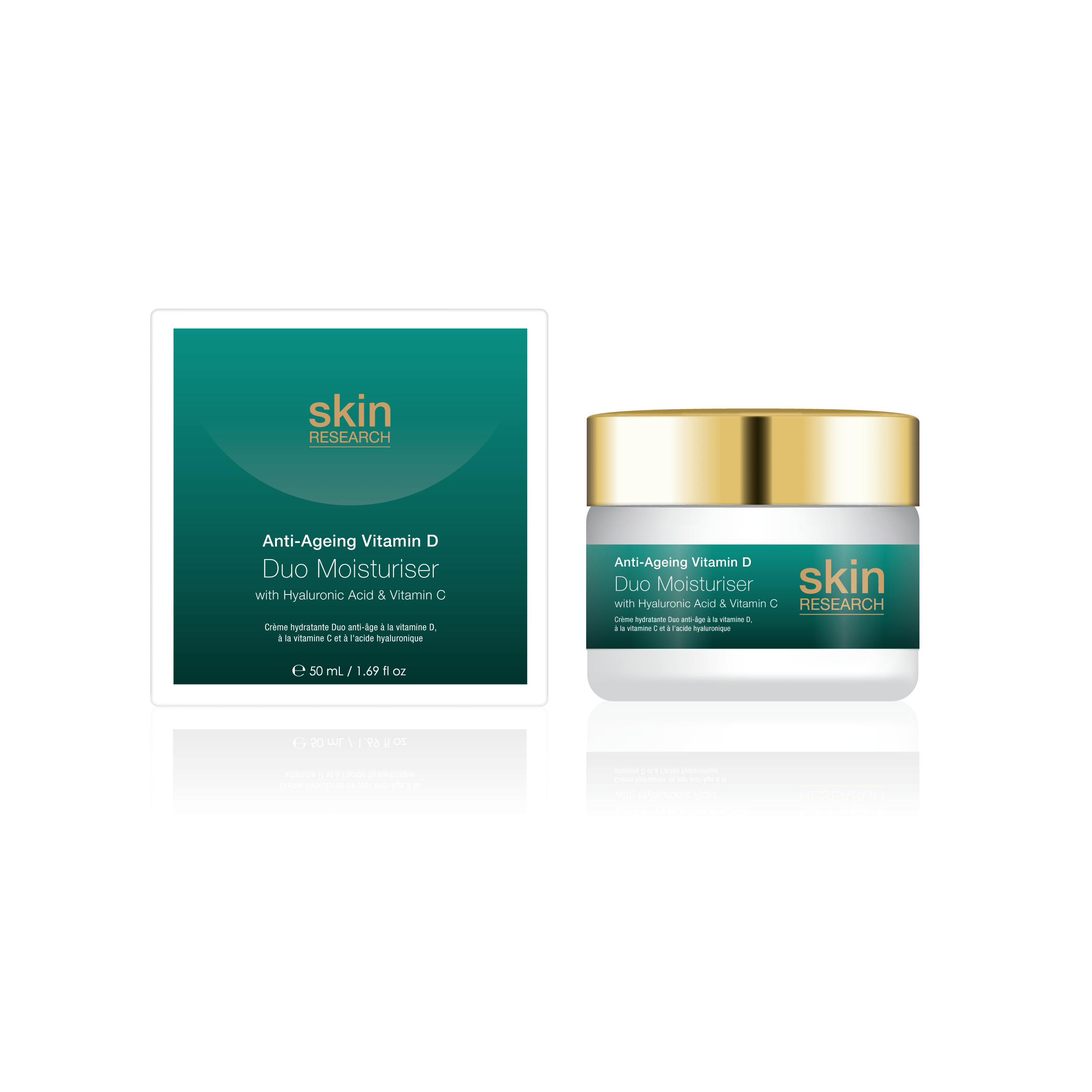 Skin Research Anti-Ageing Vitamin D with Hyaluronic Acid & Vitamin C Duo Moisturiser 50ml Twin Value Savings Pack - skinChemists