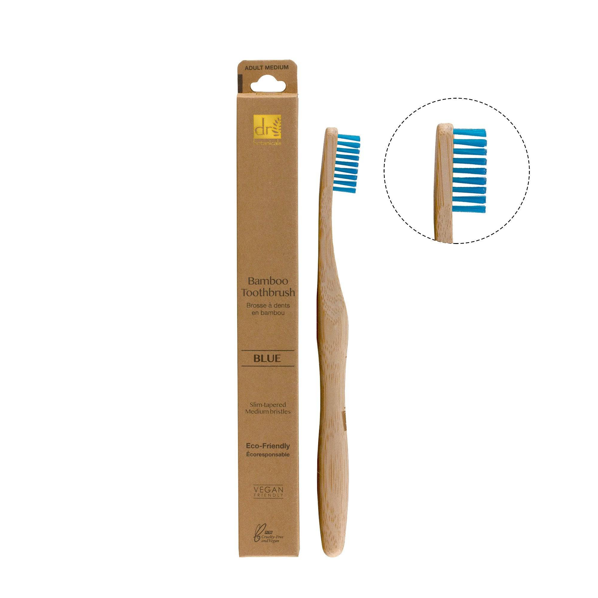 Dr Botanicals Bamboo Toothbrush Blue Twin Value Savings Pack